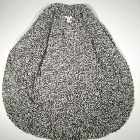 BY Artisan Wool Blend Gray White Marbled Open Front Shawl Collar Cardigan Medium - Picture 3 of 9